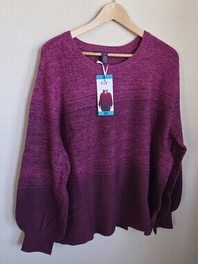 Gloria Vanderbilt Knit Sweater Dark Pink Ombre NWT 2X